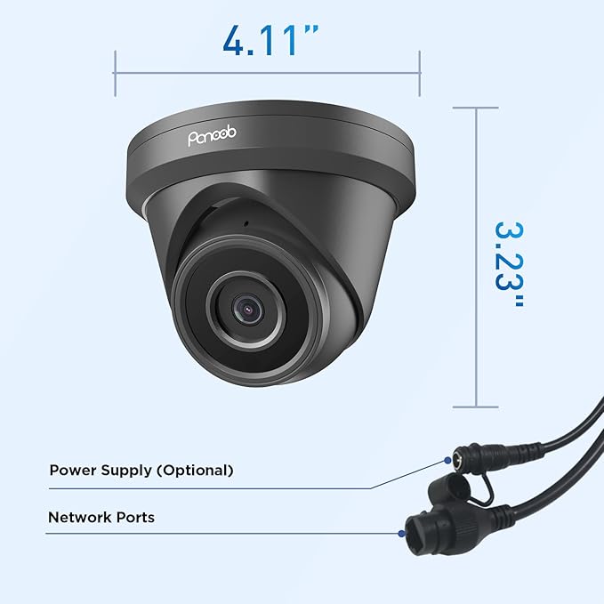 4K PoE Camera Outdoor Indoor, 8MP Wired Security IP Dome Turret Camera, AI Human Vehicle Detection 2.8mm Lens 110°Wide Angle, Built-in Mic, IP67 Weatherproof, 100ft IR Night Vision, PD93A3-8M