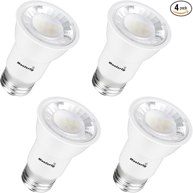 Maelsrlg PAR16 LED Long Neck Recessed Spotlight Bulb, 6W(60W-75W Equivalent) Dimmable, 600 Lumens, 40° Beam Angle, Track Light Bulbs Daylight 5000K, E26 Medium Base, Pack of 4