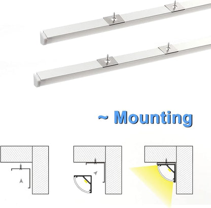 VST 10pack 3.3ft LED Channel, V Shape Led Diffuser Channel, LED Aluminum Channel System with Milky Cover, End Caps and Mounting Clips, Aluminum Profile for LED Strip Light Very Easy Installation