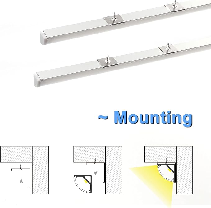 VST 6Pack 1 ft LED Aluminum Channel with Milky White Cover V Shape 16x16mm, Led Strip Light Track with End Caps and Mounting Clips Accessories for Living Room, Kitchen