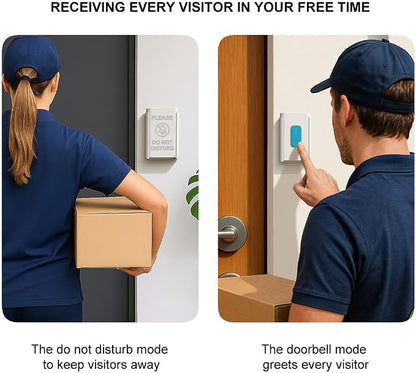 Wireless Doorbell,Door Bell Chime Kit with Extra Outlets & Nightlight,1400Ft Range,Doorbell Signal Extender,IP65 Waterproof,Do Not Disturb Mode,LED Flash(White,2 Button & 2 Receiver)