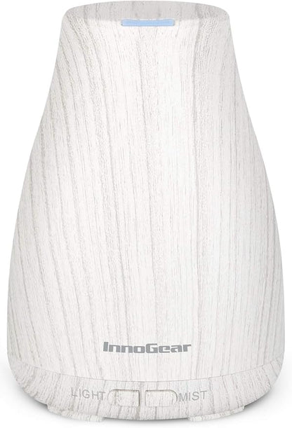 InnoGear Essential Oil Diffuser, Ultrasonic Diffusers for Home Aromatherapy Humidifier for Mother's Gift Bedroom Room 7 Colors LED 2 Mist Mode Auto Off, White Grey