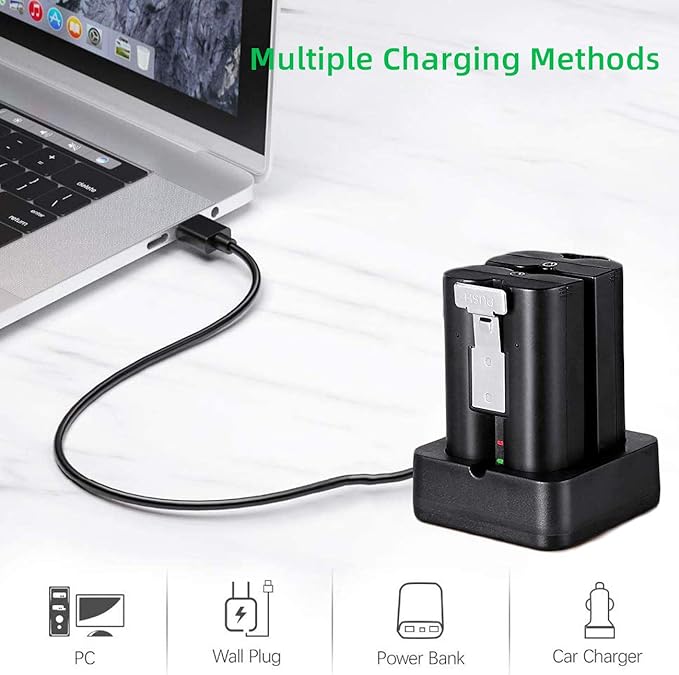 2-Pack 6040mAh Replacement Battery with Charger Station for Ring-Doorbell Camera 2/3/3 Plus/4, Spotlight and Stick Up Cam, Rechargeable Upgraded Lithium Li-ion Batteries 3.65V