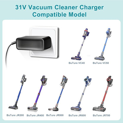 TAIFU 31V Vacuum Cleaner Charger for Dezkly Model H318 H318Black H318Pink, Trucozie Model T350, Smoture VC70 VC80, AZVKEA S17, ZCAISH Z1, KARDV V06, PKWIST S18 Cordless Vacuum Power Supply Cord