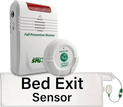 Smart Caregiver Wireless Bed Exit Alarm System - Weight Sensing Bed Pad with Call Button and Wireless Monitor - Bed Alarm Automcatically Alerts Caregiver When They Get Up to Help Prevent Falls