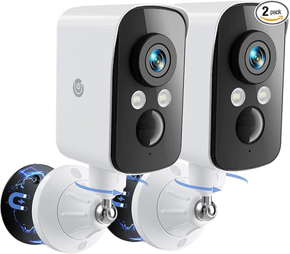 300° Pan Wireless Outdoor Security Camera, No Subscription Free 7-Day Cloud/SD, AI Detection, Magnetic Mount, Battery Powered, 2.4G WiFi, 2K, Night Vision, 360° View, 2-Way Talk, Home Security, IP65