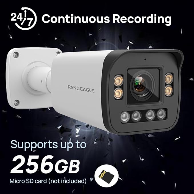 PANOEAGLE 5MP Full Color Varifocal PoE IP Camera Outdoor,5MP PoE Security Bullet Camera with 5X Optical Zoom 2.7~13.5mm Lens,Human Vehicle Detection, Smart Dual Light,Two-Way Talk,MicroSD (256GB),IP67