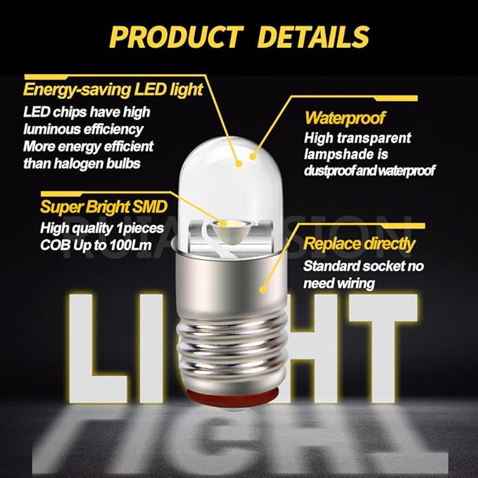 Ruiandsion E5 LED Bulb White 3V E5 E5.5 Screw Base LED Bulb Upgrade for Modle Train Lights(Pack of 4)