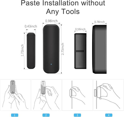 WiFi Door and Window Sensor for Home Security, 1 Pack, Smart App Notifications, No Batteries Included, Black