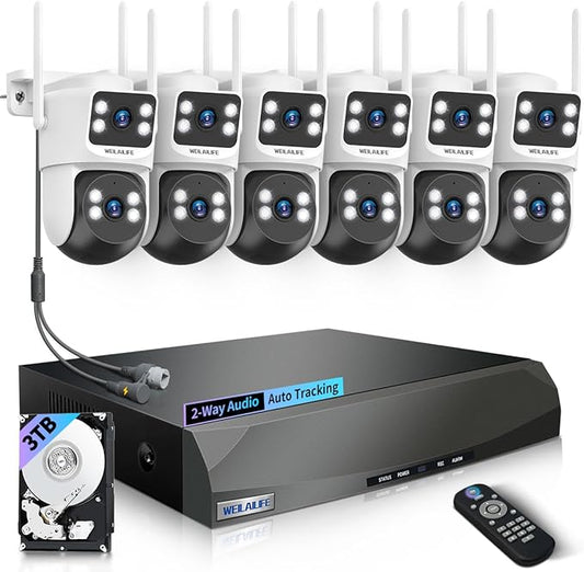 【2-Way Audio & 360° View】 4MP PTZ Security Cameras Wireless Outdoor, WiFi Home Surveillance System, Outside Wireless Security Systems, Surveillance DVR Kits