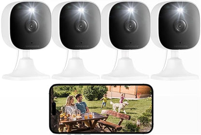 4MP Indoor Cameras for Home Security, Outdoor Security Camera Indoor, 2.4g/5g Cameras for House/Pet/baby, Wired, Plug and Play, Color Night Vision, Support 128G Card Storage (Not Included), 4PCS