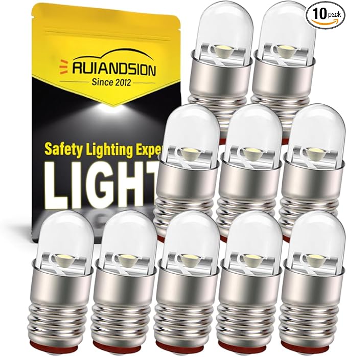 Ruiandsion E5 LED Bulb 3V White E5 E5.5 Screw Base LED Bulb Upgrade for Modle Train Lights(Pack of 10)