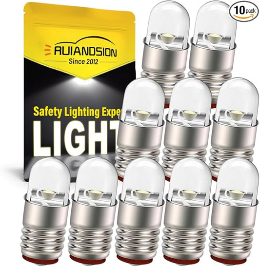 Ruiandsion E5 LED Bulb 3V White E5 E5.5 Screw Base LED Bulb Upgrade for Modle Train Lights(Pack of 10)