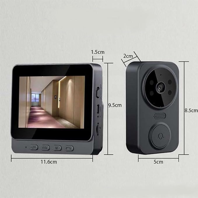 Video Doorbell, Video Intercom System, Smart Video Doorbell, Wireless Video Doorbell with Camera and Monitor with 4.3 Inch 1080P HD Monitor / 170° Viewing Angle/Night Vision/Two Way Voice