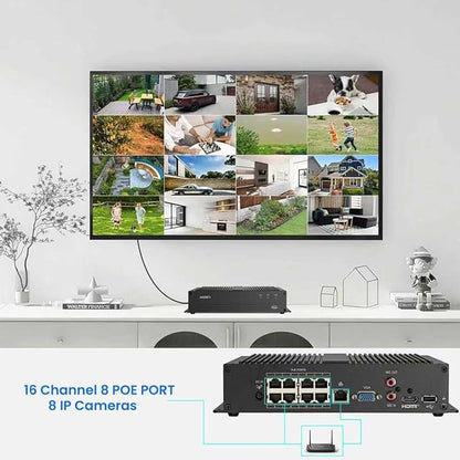 DahuaSecurity Advanced 16Ch 8 PoE Port Digital Video Recorder with 3TB HDD 4K HDMI Output and Smart Surveillance Features NVR for Home Security Camera System (NVR-16ch-8POE-3)