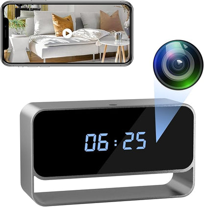 LIBREFLY Mini Wireless Security Camera with Clock Display- Full HD 1080P WiFi Camera - Small Nanny Cam - Night Vision - SD/Cloud Storage
