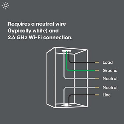 GE Lighting CYNC Smart Dimmer Light Switch, Neutral Wire Required, Bluetooth and 2.4 GHz Wi-Fi 4-Wire Switch, Compatible with Alexa and Google Home (2 Pack)