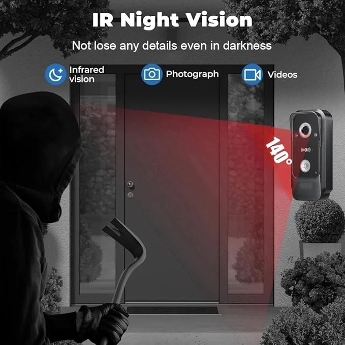 Wired Video Intercom System Tuya WiFi 7 Inch Touch Screen 1080P Doorbell Intelligent Tuya APP Intercom Kit with 3 in 1 Unlock Motion Detection,Anti-Tamper Alarm,32G (2 Bell+1 Monitor)