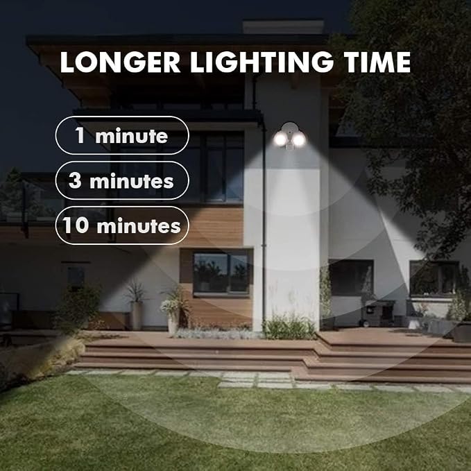 LUTEC P6221W-PIR24 2000 Lumen 18 Watt 26 LED Motion Activated Integrated Dual-Head Flood Light Outdoor, IP54 Waterproof Exterior Security Floodlight for Patio, Garden, Yard, Warehouse White，2 Pack