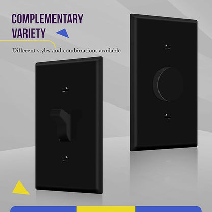 ENERLITES Toggle Light Switch Wall Plate, Gloss Finish, Standard Size 1-Gang 4.50" x 2.76", Unbreakable Polycarbonate Thermoplastic, 8811-BK-10PCS, Glossy Black, 10 Pack