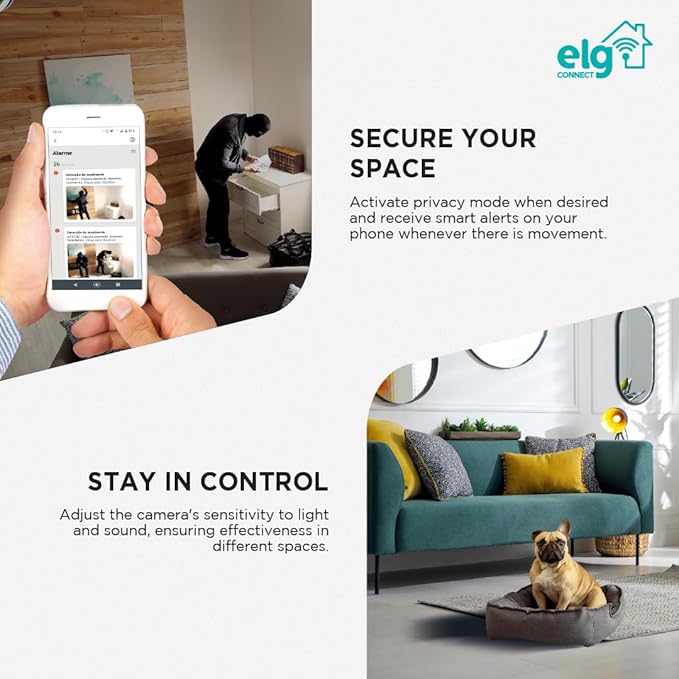 ELG Smart Indoor Wi-Fi Security Camera 1080P Full HD with Night Vision, Two-Way Audio, Motion & Sound Detection, Cloud and Local Storage, App Control for Home Monitoring