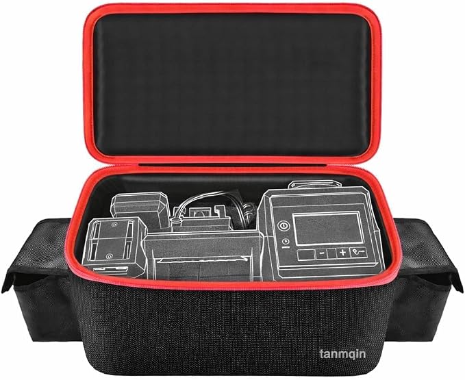 Air Compressor Bag for Milwaukee M18 Inflator 2848-20/2771-20 | Oxford Fabric, Dual Battery Pockets for 3.0-9.0Ah Packs, Accessory Organization for Garage and Vehicle, Black, Case Only
