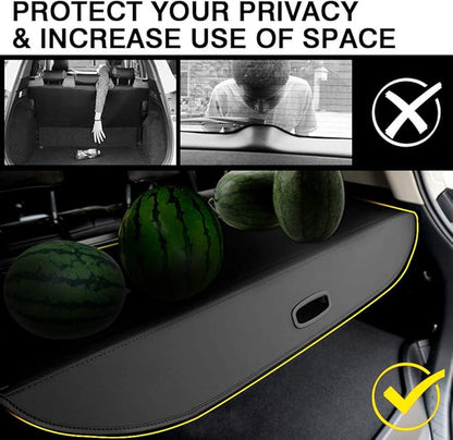 Powerty Retractable Cargo Cover for Cadillac XT5 2017-2019, Canvas Texture Trunk Cover Privacy Screen Rear Security Shade for XT5 Accessories (with Extented Cover)