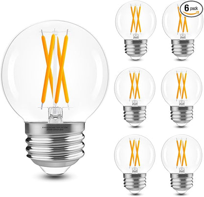 GvvooHome E26 G16.5 Edison LED Bulb, Dimmable 6W 60W Equivalent, 2700K Warm White, Round Globe Bulbs for Chandeliers, Ceiling Fan, Vanity & Pendant Lights, 90+ CRI, 600LM, 6 Pack
