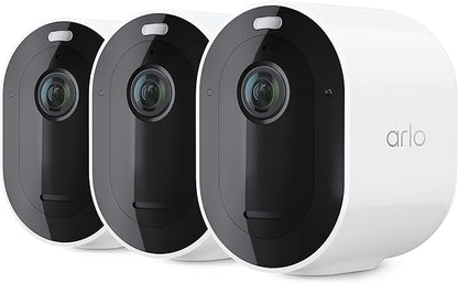 Arlo Pro 4 Spotlight Camera - 3 Pack - Wireless Security, 2K Video & HDR, Color Night Vision, 2 Way Audio, Direct to WiFi No Hub Needed, VMC4350P - White (Renewed)