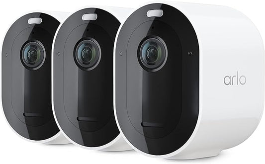 Arlo Pro 4 Spotlight Camera - 3 Pack - Wireless Security, 2K Video & HDR, Color Night Vision, 2 Way Audio, Direct to WiFi No Hub Needed, VMC4350P - White (Renewed)