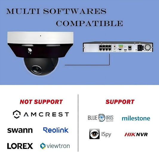 Real HD 6MP Mini PTZ Dome PoE IP Camera Outdoor with Pan Tilt, 3X Zoom, 2.8-8mm Motorized Varifocal Lens, H.265, IP66, NVR or Windows PC Required, NDAA Compliant