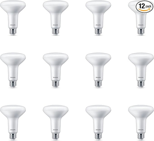 Philips LED Flicker-Free Frosted Dimmable BR30 Light Bulb - EyeComfort Technology - 650 Lumen - Soft White (2700K) - 7.2W=65W - E26 Base - Basic LED Old Version - Indoor - 12-Pack