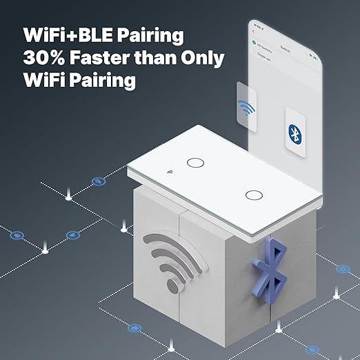 MOES 2nd Generation Smart Touch Wall Switch, 2.4GHz Wi-Fi Single Fire Single Pole Switch, No Neutral Wire Required, Remote MOES APP Control, Compatible with Alexa and Google Home 110V White 2 Gang