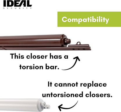 Ideal Security SK3015 Heavy Pneumatic Storm and Screen Door Closer with Torsion Bar, Brown