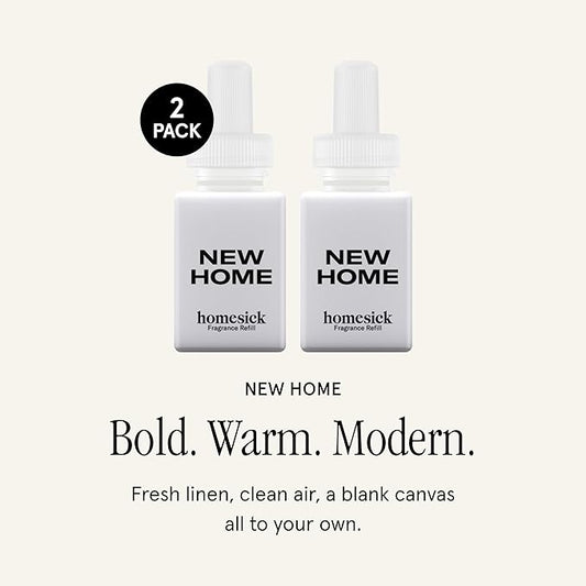 Pura & Homesick Home Scent Refill - Smart Home Air Diffuser Fragrance - Long-Lasting Luxury Scent per Refill - Clean Diffuser Fragrance - Household Essential - 2 Pack, New Home
