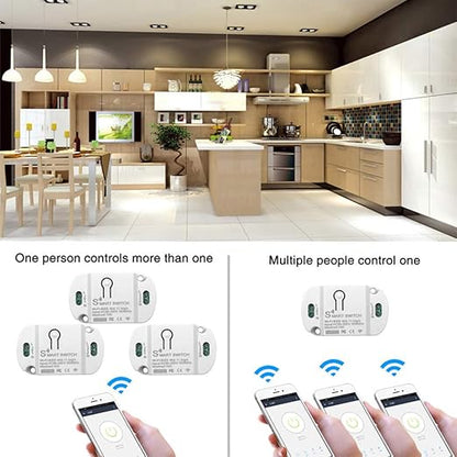 10A Basic Wi-Fi Wireless Smart Switch for Smart Home Smart Life APP Compatible with Alexa & Google Home Assistant No Hub Required Support DIY Module (3 pcs)