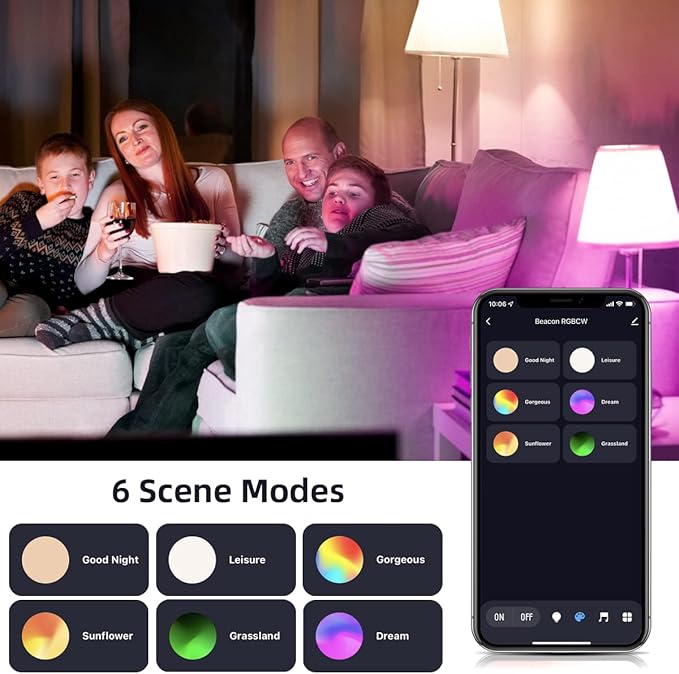YSJX Lights, Pack of 5, LED Light Bulb AC85-265V E27 15W RGBW Music Bluetooth 4.0 APP Control Smart Home Life Lamp, Household Bulbs
