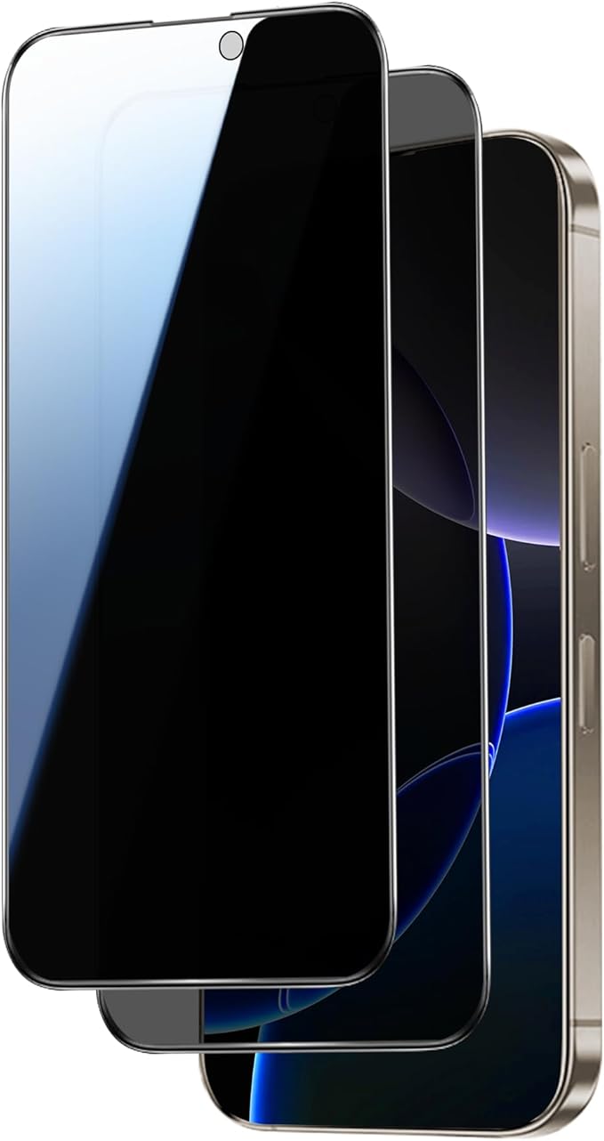 Juvraixo for iPhone 16 Pro Max Privacy Screen Protector 6.9 inch Tempered Glass 28° Anti-Spy Private Anti Blue Light Full Coverage Anti-Scratch HD Easy Install Frame 2 Pack