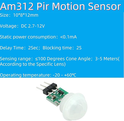 10Pcs Pir Sensor Am312 2.7V to 12v Mini Motion Sensor Pyroelectric Human Infrared Sensor Module