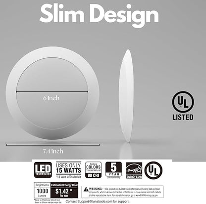 7.5 Inch Disc Light- 1 Pack Dimmable Ceiling Light Fixtures | 5cct LED Lights 2700K/3000K/3500K/4000K/5000K | Flush Mount Ceiling Lights I ETL & UL Certified I LED Lights for Bedoom