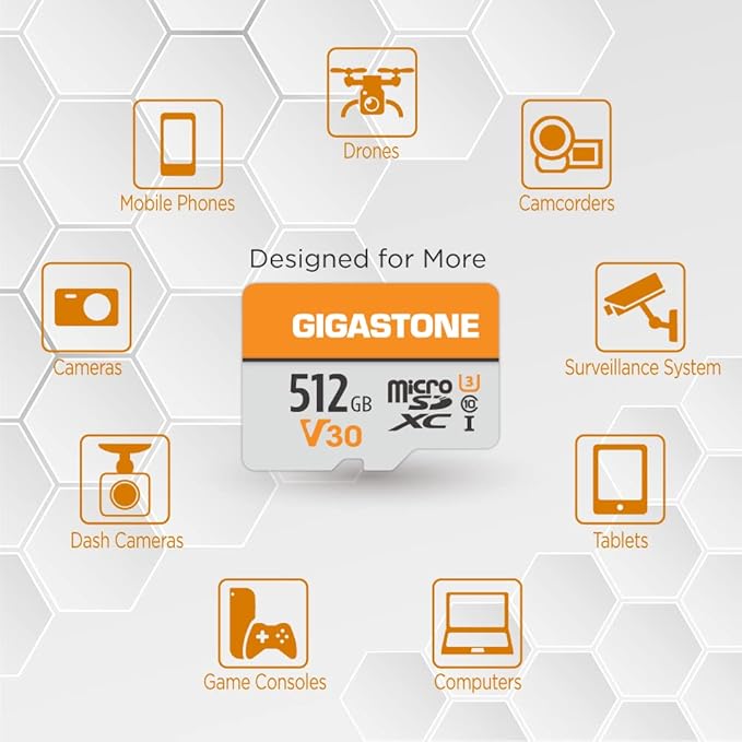 GIGASTONE 512GB Micro SD Card 2-Pack, A1 V30 4K Video Recording, Surveillance, Security Camera, Action Camera, Drone, 100MB/s MicroSDXC Memory Card UHS-I Class 10