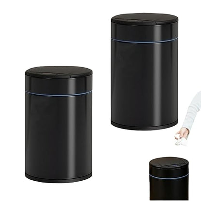 Garbage Can with Lid, Intelligent Sensor Opening and Closing, Small Garbage Can for Living Room, Bedroom, Kitchen and Bathroom (2, Black)