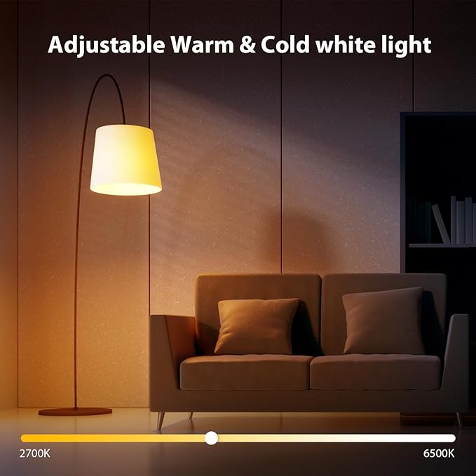 Smart Light Bulbs Dimmable, 9W E26 LED Smart Bulb Music Sync RGB Color Changing 2700-6500K Tunable White, RGBCW Bluetooth Light Bulb with App Control for Party Home 60W Equivalent 1 Pack