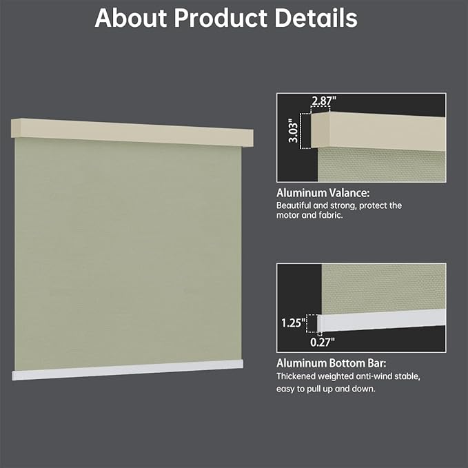 Motorized Blinds with Remote, Blackout Smart Blinds for Windows Automatic Roller Shades Compatible with Alexa, Motorized Shades Customized for Bedroom Home Office (Blackout-Vinyl Cream)