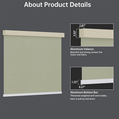 Motorized Blinds with Remote, Blackout Smart Blinds for Windows Automatic Roller Shades Compatible with Alexa, Motorized Shades Customized for Bedroom Home Office (Blackout-Vinyl Cream)
