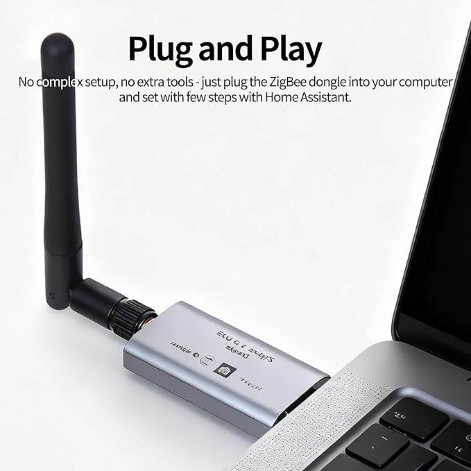 eMylo Zigbee 3.0 USB Dongle Plus Gateway, Universal Wireless Zigbee USB Adapter with Antenna for Home Assistant, Open HAB, Zigbee2MQTT etc, EFR32MG21 Chip