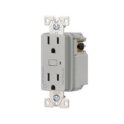 Eaton EWFTRCR15-SG-BX-L Wi-Fi Smart Receptacle Works with Hey Google and Alexa, Silver Granite