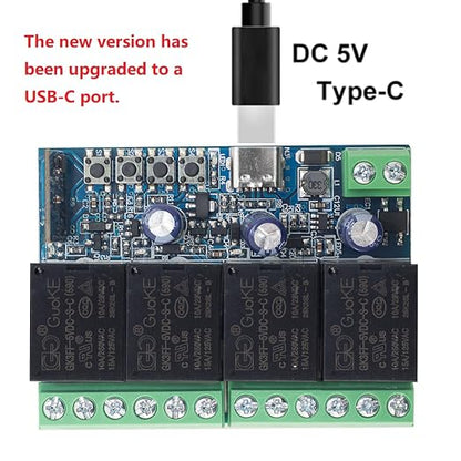 Ewelink WiFi Wireless Smart Relay Module DC 7V 12V 24V 36V 48V 4 Channel Inching Self-Lock Latched Dry Contact Remote Switch for Motor, Compatible with Alexa Google Home(2PCS 4CH)