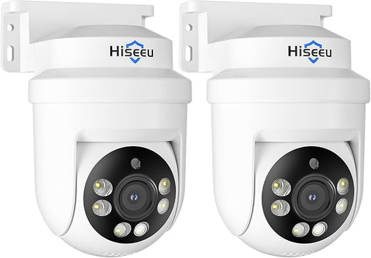 Hiseeu PTZ 5MP Dome HD-TVI Home Security Cameras with 355° pan,90° tilt,100ft IR Night Vision,IP67 Weatherproof Wired Security Camera for 360°Coverage Indoor Outdoor Surveillance Cameras 2PCS