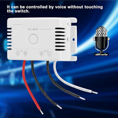 KANASI AC90 250V Voice Control WiFi Smart Switch, Tuya Compatible Timer Relay for Home Automation